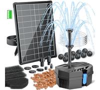 Biling Filtro per laghetto solare da 8 W, con batteria e 10 ugelli, pompa solare per laghetti chiari fino a 500 l, pompa filtro silenziosa per mini laghetto da giardino, fontana, giochi d'acqua, bagno
