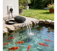 Biling Pompa ad Aria Bacino Ricaricabile, Aeratore per Bacino Ultra Silenzioso Ad Alta Prestazioni Ossigenatore con Batteria per Stagno, Koi e Acquario, Kit Completo di Tubi, Pietre e Adattatore