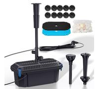 Biling Pompa filtro per laghetto con filtro, All-in-One 2500 l/h 40 W filtro pompa per laghetto regolabile valvola dell'acqua e ugelli, filtro subacqueo, pulizia fino a 4000 l, pompe filtranti acqua