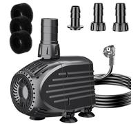 Biling Pompa sommergibile per laghetto da 60 W - 3200 L/H con filtro integrato, protezione antigrietta a secco e 3 adattatori per acquario, pompa dell'acqua impermeabile per fontana o laghetto