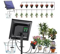 Biling Sistema di irrigazione solare, 15 m, irrigazione automatica a goccia con timer, pannello solare da 2,5 W, per 12-20 vasi, giardino, balcone, serra, irrigazione delle vacanze