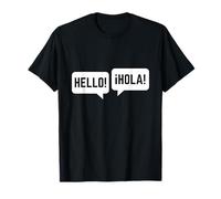 Bilingual Hello Hola Spanish English Friendship Friends Maglietta