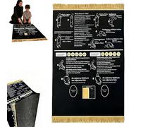 Bilingual Interactive Guided Muslim Prayer Mat with Direction Finder,Tapis De Priere Musulman for Salah Practice for New Converted Muslims Enfant and Children,Foldable & Non-Slip,Step by Step