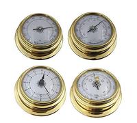 BIlinli 4 Pollici 4 Pezzi/Set termometro igrometro barometro Orologi Orologio Rame Shell zirconio Marino per Stazione meteorologica