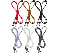 BILIONE 6 cinturini per occhiali da 70 cm, in pelle, regolabili, unisex, compatibili con occhiali, occhiali da sole, occhiali da lettura, multicolore, nero, rosso, marrone, grigio, bianco, viola