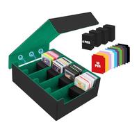 BILIPLE Deck Box per MTG,Scatole Porta Carte per 2800+ Carte,Scatole per Carte Collezionabili con 10 Divisori Colorato,Premium Magnetici PUScatole Porta Carte Collezionabili (nero verde)