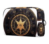 Bill Cipher Wheel Zodiac Circle Trousse per cosmetici da donna, borsa da viaggio grande per trucchi pratica borsa organizer con cerniera, Multi, 18.5x7.5x13cm/7.3x3x5.1in, Beauty case