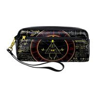 Bill Cipher Wheel Zodiac Pencil Case Pouch Pouch PU Leather Cancelleria Pouch con cerniera per ragazzi ragazze scuola e forniture per ufficio