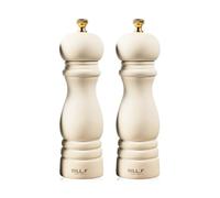 Bill.F - Set di 2 macinasale e pepe in legno, ricaricabile, 7 pollici (set bianco latte)