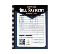 Bill Payment Notebook, Monthly Budget Journal, Expense Tracking Planner, Personal Finance Management Book, for Household Budgeting Income Saving Spending Records Home Office 10 * 8.2 Inch