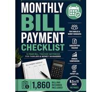 Bill Tracker Notebook: Monthly Bill Payment Checklist Money Managers | Subscription Tracker, Debt Payoff Log & Annual Comparison | 1,860 Billing Records Included