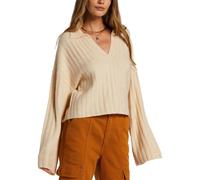 Billabong Maglione Donna Corto a Maniche Lunghe Full Zip Bianco In Maglia