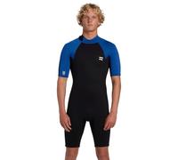 BILLABONG Mens Foil 2mm Back Zip Shorty Wetsuit - Mid Blue - retention with a high-stretch combination