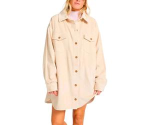 Billabong - Vestito a camicia in velluto - Winter Ocean Shirt Dress W White Cap per Donne in Cotone - Taglia M - Beige
