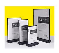 Billboard Stand, Plastic Photo Frame, Vertical Picture Frame with Acrylic Cover, Drop-resistant and Durable Shop Desktop Clear Product Advertising Price List Display Stand ( Color : Black , Size : 10x
