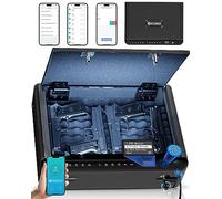 BILLCONCH Smart Gun Safe - Biometric Gun Safe for Pistols with Fingerprint/Full-digital Keypad/Key/Smartphone Lock, Quick-Access Pistol Safe for Beside Nightstand Handgun Safe with LCD/Voice Guide