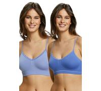 Billet Doux Zen Attitude Reggiseno Altamente Coprente, Bleu Amparo/Blanc + Bleu Amparo, 14-16 (Pacco da 2) Donna