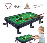 Billiards Game Table, Tabletop Pool, Family Game Set, Compact and Portable Design, Complete Set of Balls and Sticks For Indoor and Outdoor Fun For Kids and Adults, Green
