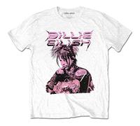 Billie Eilish T Shirt Purple Illustration Official White, Bianco, S Unisex-Adulto