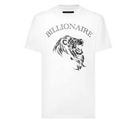 Billionaire - T-Shirt Girocollo Ricamata Leone - - Tops - Uomo - Bianco - M
