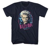 Billy Idol - Ovale - American Classici - Solido Blu Adulto T-Shirt