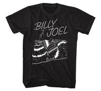 Billy Joel Sea Piano T-Shirt Manica Corta Girocollo Nero In Cotone