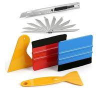 Billybath 15 Pcs Set Raschietti Foil, Kit Raschietti per Applicazione Foil, Kit Utensili con Raschietti in Feltro, Grattugi, Coltello Precisione con 10 Lame, Raschietto per Rivestimenti