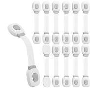 BillyBath Chiusure di Sicurezza per Bambini 12 Pezzi, Blocca Cassetti Credenza Frigo Toilette, Nessun Trapano Necessarioc, grigio