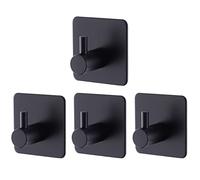 BillyBath Ganci Adesivi Bagno Cucina, Ganci per Accappatoio Bagno, Porta Asciugamani Bagno Adesivo, Appendino da Muro in Acciaio Inox senza Forare, Nero, 4 Pezzi