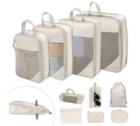 BillyBath Set di organizer per valigie, 10 pezzi, sacchetti per vestiti, sacchetti per scarpe, organizer da viaggio, organizer per cosmetici, borsa da viaggio
