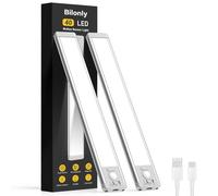Bilonly Lampada da armadio senza fili, ricaricabile, da cucina, sotto mobili, 1800 mAh, regolabile, a LED, con sensore di movimento interno per scale armadio, 2 confezioni