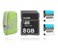 Bilora Style I Digital Custodia per fotocamera Verde Chiaro + 2 X dinotech batteria, compatibile con Canon NB-11L + 8 GB SDHC SD