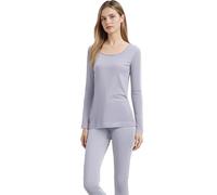 BILOVSOL Sets di Biancheria Intima Termica della Seta Lingerie Abiti Termici Morbidi Donna Manica Lunga e Pantaloni Maglia Mulberry Seta Corpo più Caldo Abbigliamento da Donna (Camicia Grigia,M)