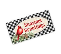 Biltion Targa in metallo retrò, 14,9 x 20,3 cm, con scritta in lingua inglese "Red Cardinal Seasons Greetings for Wreaths", decorazione natalizia per casa, cancello in alluminio, bar, bar, bar, bar