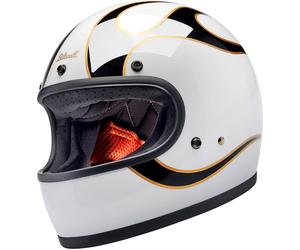 Biltwell Gringo Flames, casco integrale L male Bianco/Nero/Oro