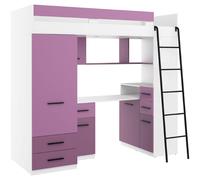 BIM Furniture letto soppalco con scrivania SMYK P cm 110x204x188h Bianco Lavanda