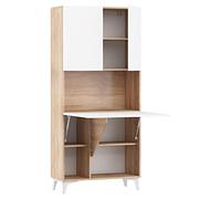 MOBILE SCRIVANIA COMPUTER LIBRERIA MEGAN H175x80x36cm BIANCO LUCIDO ROVERE