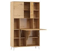 BIM Furniture Megan - Scrivania pieghevole con 2 ripiani, per ufficio, da parete, per computer portatile, tavolo pieghevole (rovere Artisan)