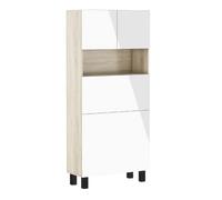 BIM Furniture Mensole pieghevoli da scrivania HOMI, per ufficio, casa, da parete, per computer portatile, tavolo pieghevole (rovere Sonoma/bianco lucido)