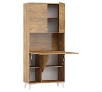 BIM Furniture Scrivania pieghevole Megan, 1 scaffale, per ufficio, casa, da parete, per computer portatile, tavolo pieghevole (rovere bordeaux)