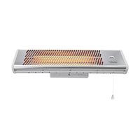 Bimar HR312 Stufa Elettrica da Esterno al Quarzo da 1500W, Stufetta Radiante a Parete con 3 Potenze di Riscaldamento Istantaneo, Kit fissaggio incluso, Orientabile 0-90 Gradi, Accensione a Corda