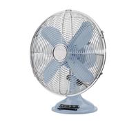 bimar Ventilatore da Tavolo Vintage 35W, Corpo in Metallo, Elica Ø 30cm con 4 Pale, Comandi Vintage con Levetta Selettore Velocità, Ventilatore a 3 Velocità, Orientabile Destra Sinistra (Azzurro)