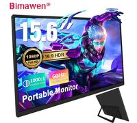 Bimawen Monitor portatile da 15.6 pollici 1080P FHD IPS con supporto Monitor da viaggio regolabile a 180 ° per Laptop Mac PC Xbox PS4/5 Switch 15.6inch 1080p