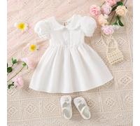 Bimba Abiti collo di Peter Pan con manica a sbuffo 6-9M,9-12M,12-18M,18-24M,2-3Y,3-6MColore unicoTessuto intrecciato