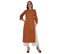Bimba Collare Mandarino con Collo in Cotone Pintucked Kurti per Le Donne Indiane Etniche Solide Solide Kurta