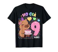 Bimbina Compleanno Shirt con Tema Capibara Ho già 9 Anni Maglietta