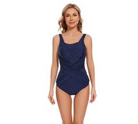 BIMEI Costume da bagno intero da donna a collo alto per mastectomia con tasche Tummy Control2206, Midnight, 52