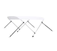 Bimini Top - Telone a 2 archi, bianco, 180 x 150 x 110 cm, resistente ai raggi UV e all'acqua, con telaio in alluminio, tenda regolabile, copertura resistente alle intemperie per gommoni, barche a