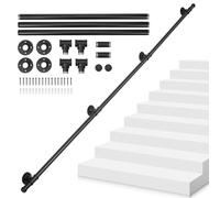 bimiti Corrimano per scale, interno nero, 2,5 m, corrimano per scale industriali, in metallo, per interni ed esterni, corrimano per scale, giardino, ingresso di casa, corrimano