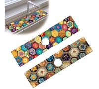 Bimkole 2 Pezzi Tappetino Assorbente Rubinetto, Protezione Spruzzi Lavello Cucina, Tappetino Rubinetto Anti-Spruzzi per Cucina e Bagno, 38 x 10 cm Motivo Floreale A7